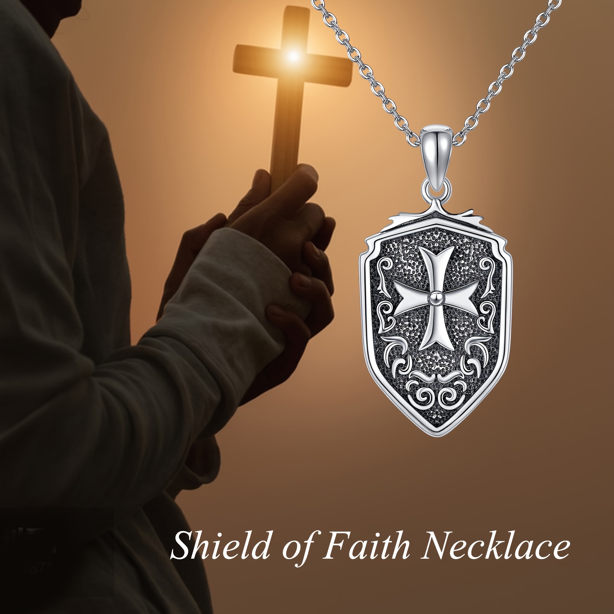 925 Sterling Silver Cross Necklace, Faith Pendant Gift
